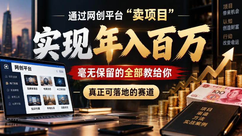 通过网创平台“卖项目”实现年入100w，毫无保留的全部教给你，真正可落地的赛道【揭秘】 - 臻优资源网