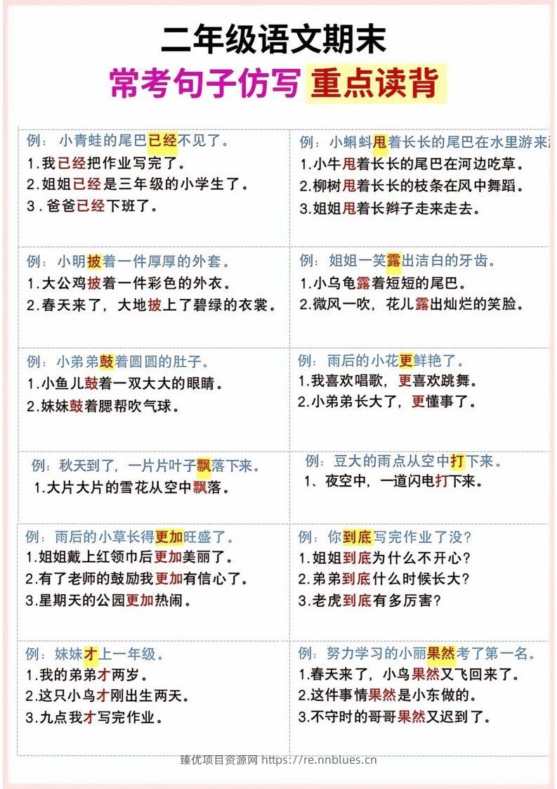 图片[2] - 二年级上册语文期末句子仿写 - 臻优资源网