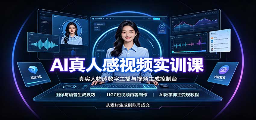 AI真人感视频实训课：图像语音生成，UGC内容制作，AI数字博主变现教程 - 臻优资源网