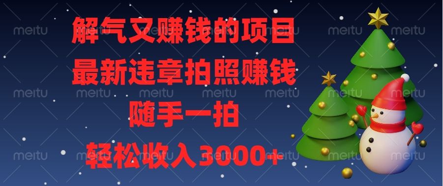 解气又赚钱的项目，最新违章拍照赚钱，随手一拍，轻松收入3000+ - 臻优资源网