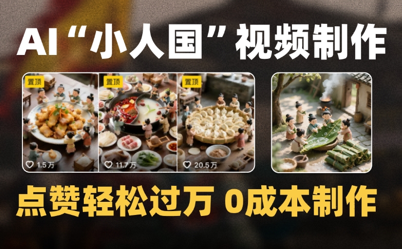 爆款1000W+微缩景观迷你小人国AI视频，0成本制作全流程教学 - 臻优资源网
