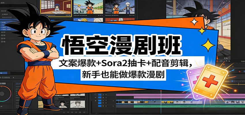 悟空漫剧班：文案爆款+Sora2抽卡+配音剪辑，新手也能做爆款漫剧 - 臻优资源网