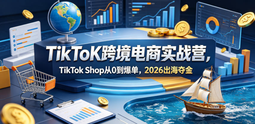 TikToK跨境电商实战营，TikTok Shop从0到爆单，2026出海夺金 - 臻优资源网