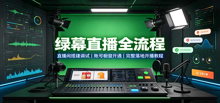 绿幕直播全流程：直播间搭建调试，账号橱窗开通，完整落地开播教程 - 臻优资源网