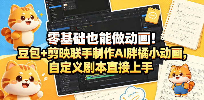零基础也能做动画！豆包+剪映联手制作AI胖橘小动画，自定义剧本直接上手 - 臻优资源网