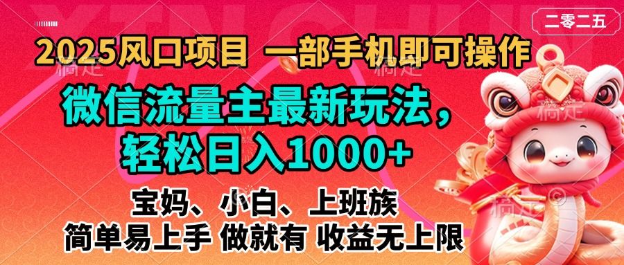 2025蓝海风口项目,微信流量主最新玩法,轻松日入1000+,简单易上手,做就有 收益无上限 - 臻优资源网