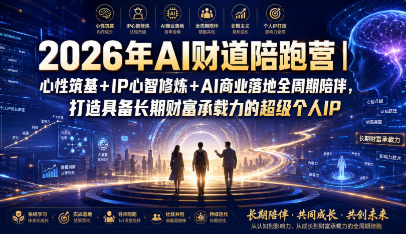 2026年AI财道陪跑营｜心性筑基+IP心智修炼+AI商业落地全周期陪伴，打造具备长期财富承载力的超级个人IP - 臻优资源网