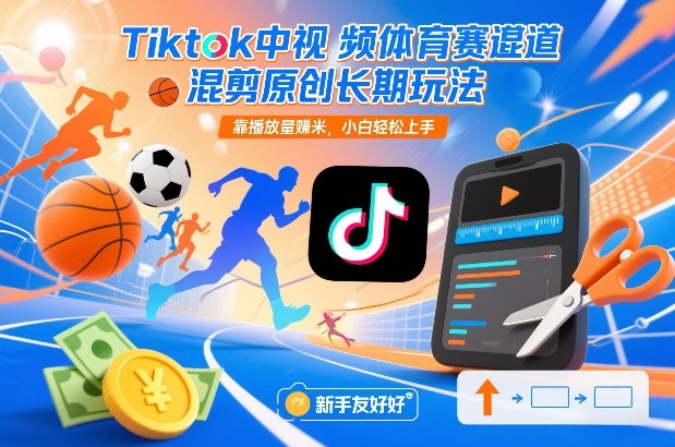Tiktok中视频体育赛道混剪原创长期玩法，靠播放量賺米，小白轻松上手 - 臻优资源网