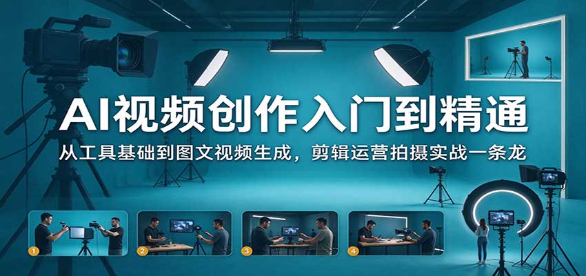 AI视频创作入门到精通：从工具基础到图文视频生成，剪辑运营拍摄实战一条龙 - 臻优资源网