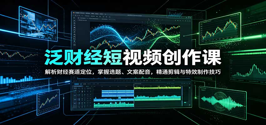 泛财经短视频创作课：解析财经赛道定位，掌握选题、文案配音，精通剪辑与特效制作技巧 - 臻优资源网