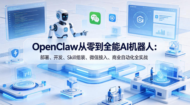 OpenClaw从零到全能AI机器人：部署、开发、Skill组装、微信接入、商业自动化全实战 - 臻优资源网
