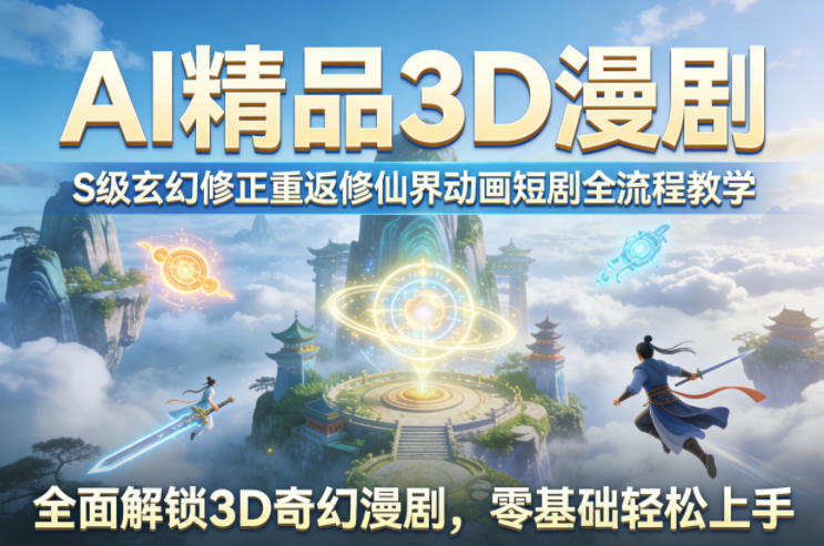 AI精品3D漫剧S级玄幻修正重返修仙界动画短剧全流程教学，全面解锁3D奇幻漫剧，零基础轻松上手 - 臻优资源网