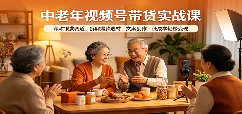 中老年视频号带货实战课:深耕银发赛道,拆解爆款选材,文案创作,低成本轻松变现 - 臻优资源网