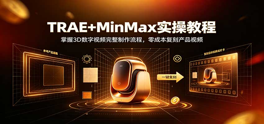 TRAE+MinMax实操教程：掌握3D数字视频完整制作流程，零成本复刻产品视频 - 臻优资源网