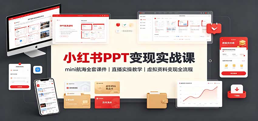 小红书PPT变现实战课：mini航海全套课件+直播实操教学，虚拟资料变现全流程 - 臻优资源网