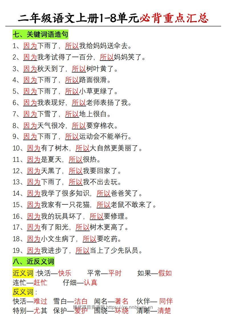 图片[3] - 【单元必备重点知识汇总】二上语文 - 臻优资源网