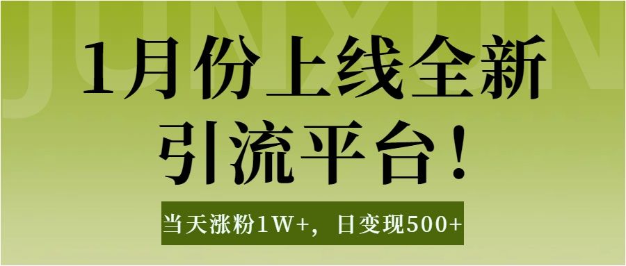 1月上线全新引流平台，当天涨粉1W+，日变现500+工具无脑涨粉，解放双手操作简单 - 臻优资源网