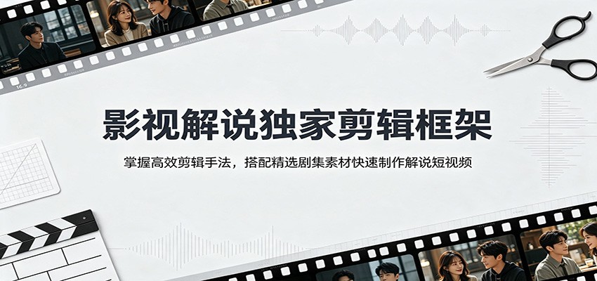 影视解说独家剪辑框架:掌握高效剪辑手法,搭配精选剧集素材快速制作解说短视频 - 臻优资源网