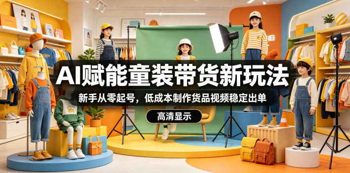 AI赋能童装带货新玩法，新手从零起号，低成本制作货品视频稳定出单 - 臻优资源网