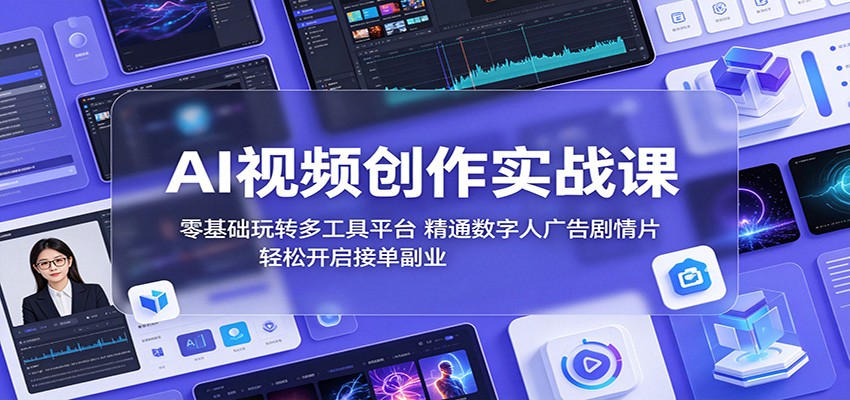 AI视频创作实战课：零基础玩转多工具平台，精通数字人广告、剧情片，轻松开启接单副业 - 臻优资源网