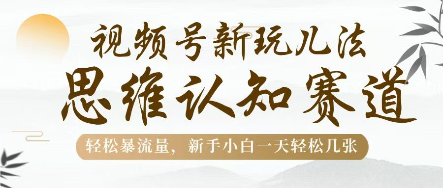 视频号新玩儿法，思维认知赛道，轻松暴流量，新手小白一天几张 - 臻优资源网