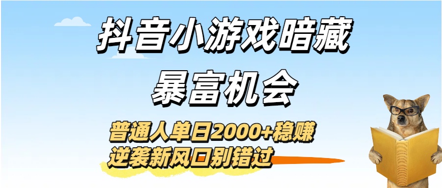 抖音小游戏暗藏暴富机会！普通人单日2000+稳赚，逆袭新风口别错过 - 臻优资源网