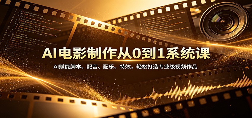 AI电影制作从0到1系统课：AI赋能脚本、配音、配乐、特效，轻松打造专业级视频作品 - 臻优资源网
