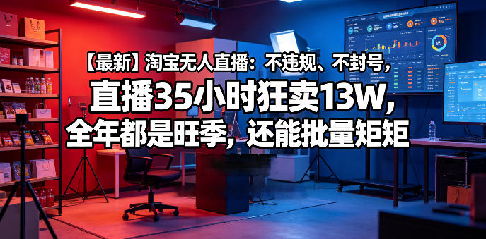 【最新】淘宝无人直播：不违规、不封号，直播35小时狂卖13W，全年都是旺季，还能批量矩阵操作【揭秘】 - 臻优资源网