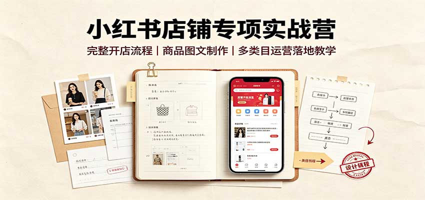 小红书店铺专项实战营：完整开店流程，商品图文制作，多类目运营落地教学 - 臻优资源网