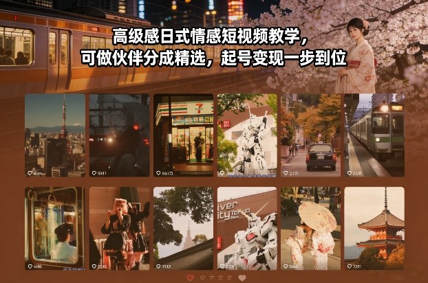 高级感日式情感短视频教学，可做伙伴分成精选，起号变现一步到位 - 臻优资源网