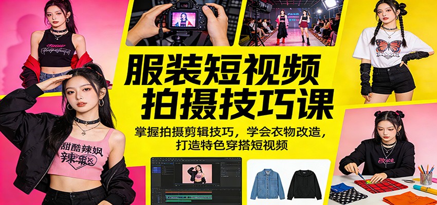 服装短视频拍摄技巧课：掌握拍摄剪辑技巧，学会衣物改造，打造特色穿搭短视频 - 臻优资源网