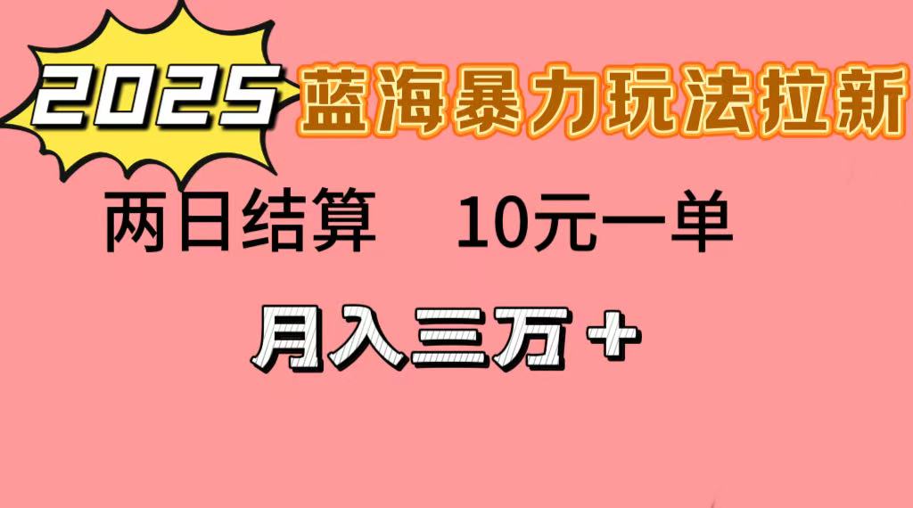 蓝海暴力拉新项目，10元一单，两日结算，月入3w➕ - 臻优资源网
