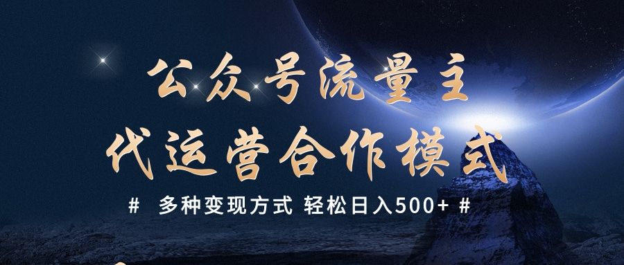 公众号流量主代运营  多种变现方式 轻松日入500+ - 臻优资源网