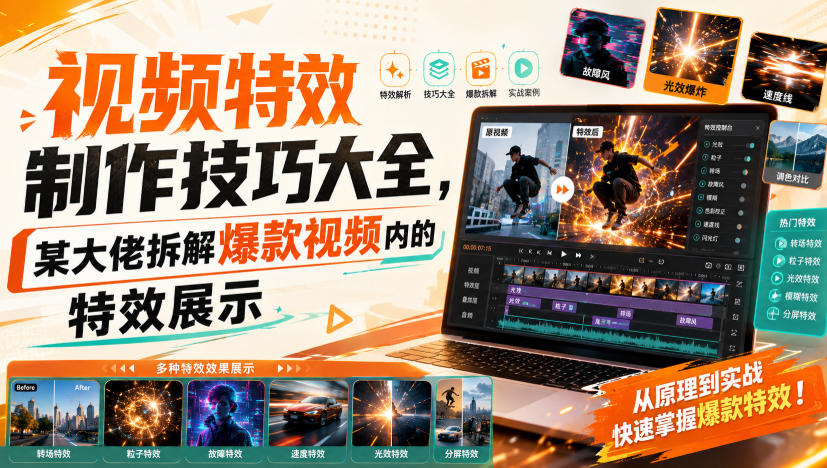视频特效制作技巧大全，某大佬拆解爆款视频内的特效展示 - 臻优资源网