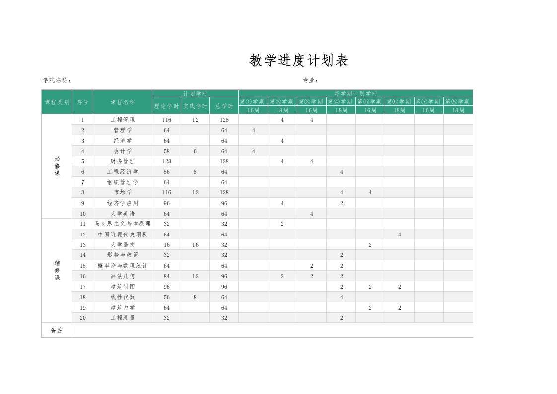 教学进度计划表1 - 臻优资源网