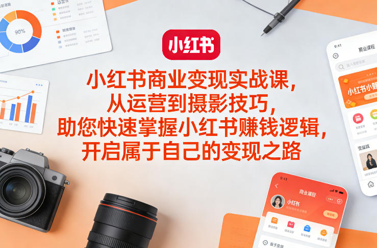 小红书商业变现实战课，从运营到摄影技巧，助您快速掌握小红书賺钱逻辑，开启属于自己的变现之路 - 臻优资源网