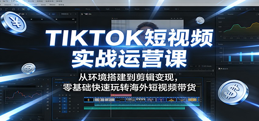 TIKTOK短视频实战运营课：从环境搭建到剪辑变现，零基础快速玩转海外短视频带货 - 臻优资源网