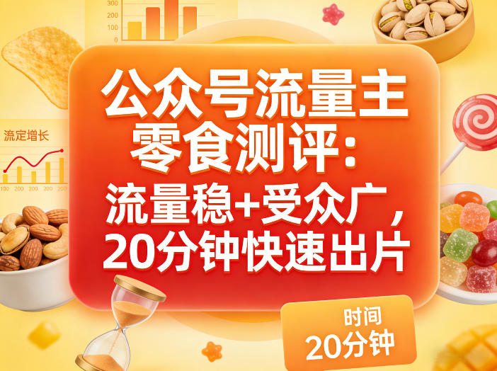 公众号流量主之零食测评赛道，流量稳+受众广，20分钟一条作品 - 臻优资源网