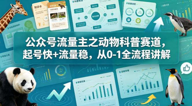 公众号流量主之动物科普赛道，起号快+流量稳，从0-1全流程讲解 - 臻优资源网