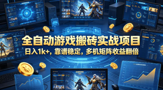 全自动游戏搬砖实战项目，日入1k+，靠谱稳定，多机矩阵收益翻倍【揭秘】 - 臻优资源网