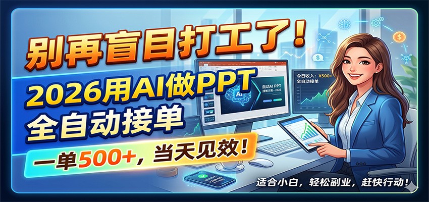 别再盲目打工了！2026用AI做PPT全自动接单，一单5张+，当天见效！ - 臻优资源网