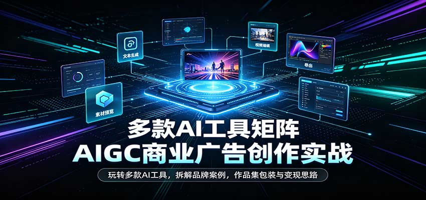 AIGC商业广告创作实战：玩转多款AI工具，拆解品牌案例，作品集包装与变现思路 - 臻优资源网