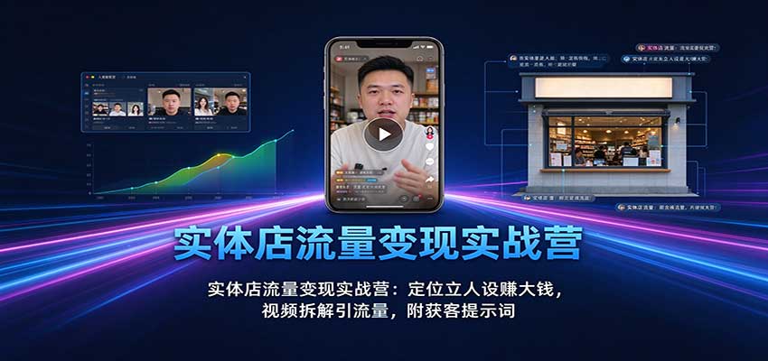 实体店流量变现实战营：定位立人设赚大钱，视频拆解引流量，附获客提示词 - 臻优资源网
