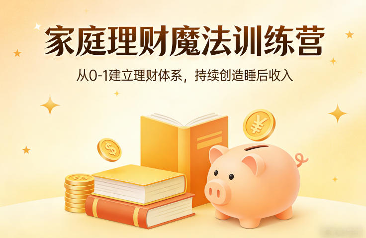 家庭理财魔法训练营，从0-1建立理财体系，持续创造睡后收入 - 臻优资源网