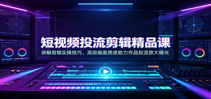 短视频投流剪辑精品课:讲解剪辑实操技巧,高级画面质感助力作品投流放大曝光 - 臻优资源网