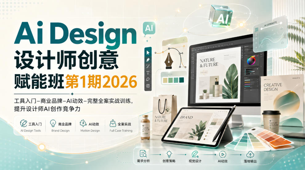 Ai Design设计师创意赋能班第1期2026｜工具入门‑商业品牌‑AI动效‑完整全案实战训练，提升设计师AI创作竞争力 - 臻优资源网
