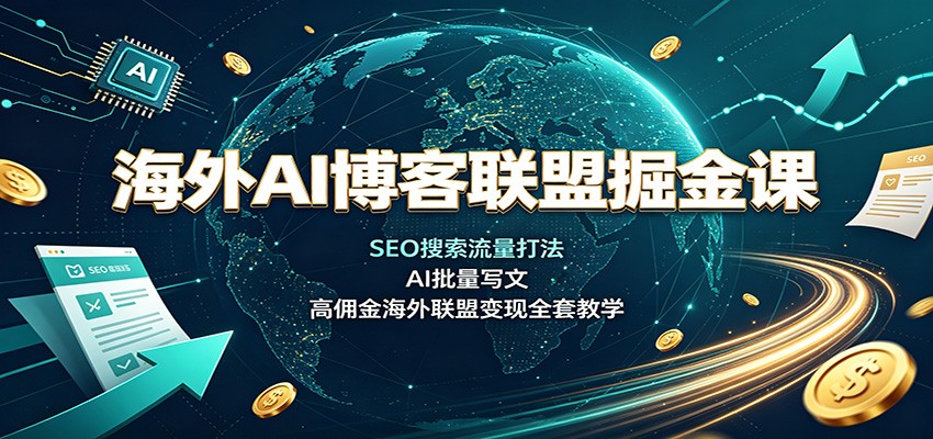 海外AI博客联盟掘金课：SEO搜索流量打法，AI批量写文，高佣金海外联盟变现全套教学 - 臻优资源网