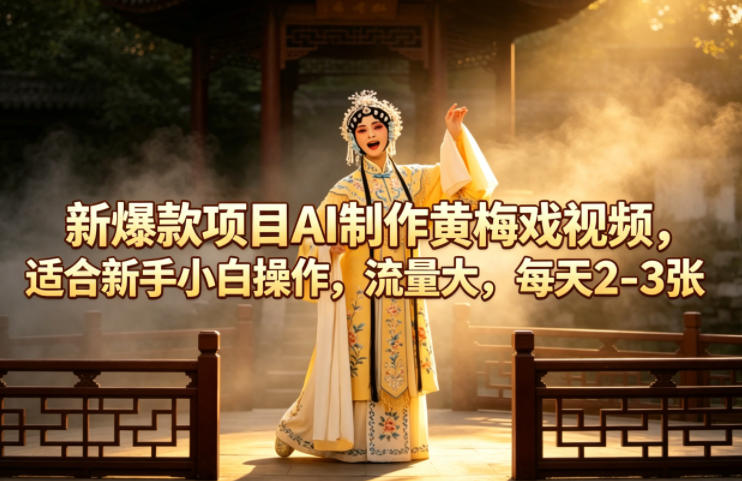 新爆款项目AI制作黄梅戏视频,适合新手小白操作,流量大,每天2-3张 - 臻优资源网