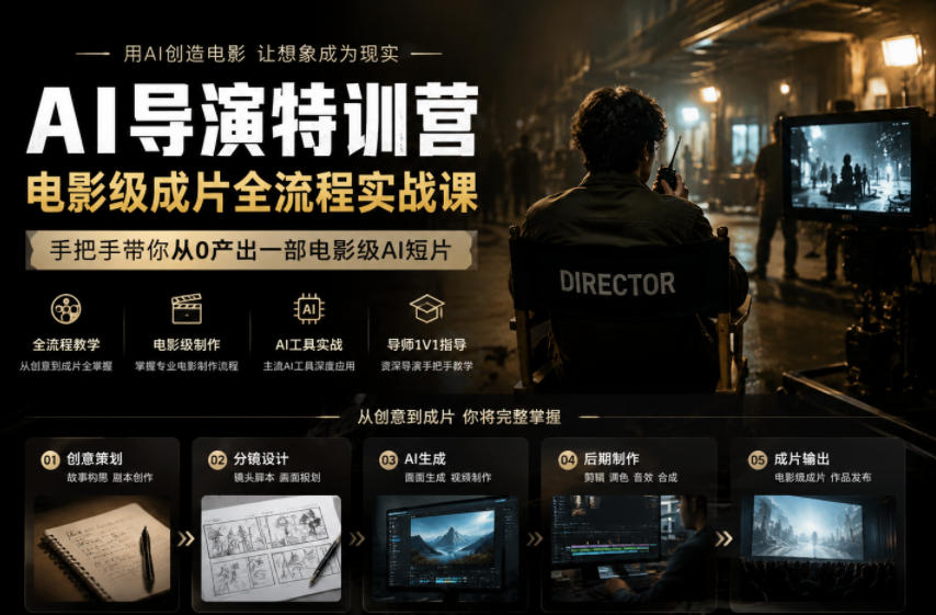 AI导演特训营，电影级成片全流程实战课，手把手带你从0产出一部电影级AI短片 - 臻优资源网