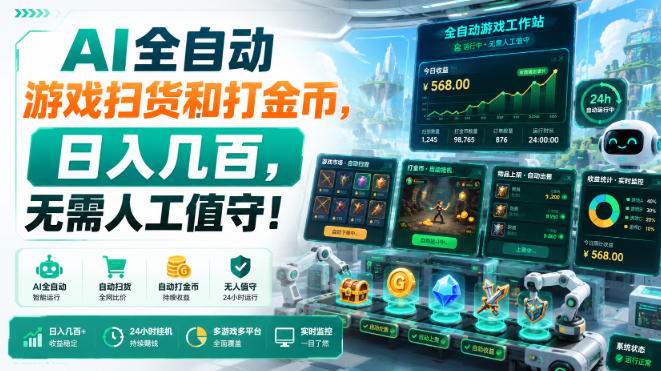 AI全自动游戏扫货和打金币，日入几百，无需人工值守！【揭秘】 - 臻优资源网
